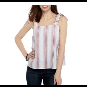 Crown and Ivy Blue and Red Striped Bow tie Tank